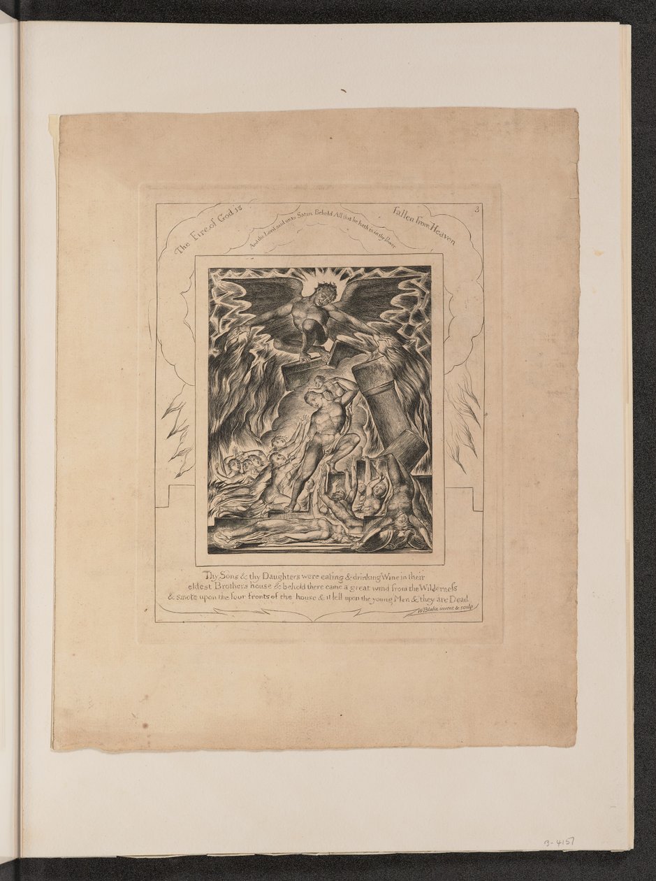 Los hijos e hijas de Job abrumados por Satanás de William Blake