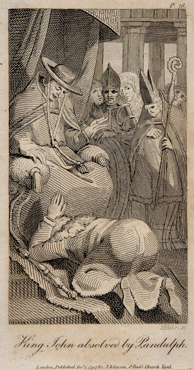 El Rey Juan absuelto por Pandulfo Después de Henry Fuseli, 1798 de William Blake