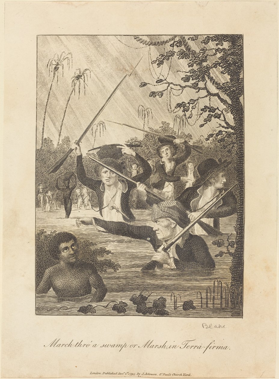 Marcha a través de un Pantano en Tierra Firme de William Blake