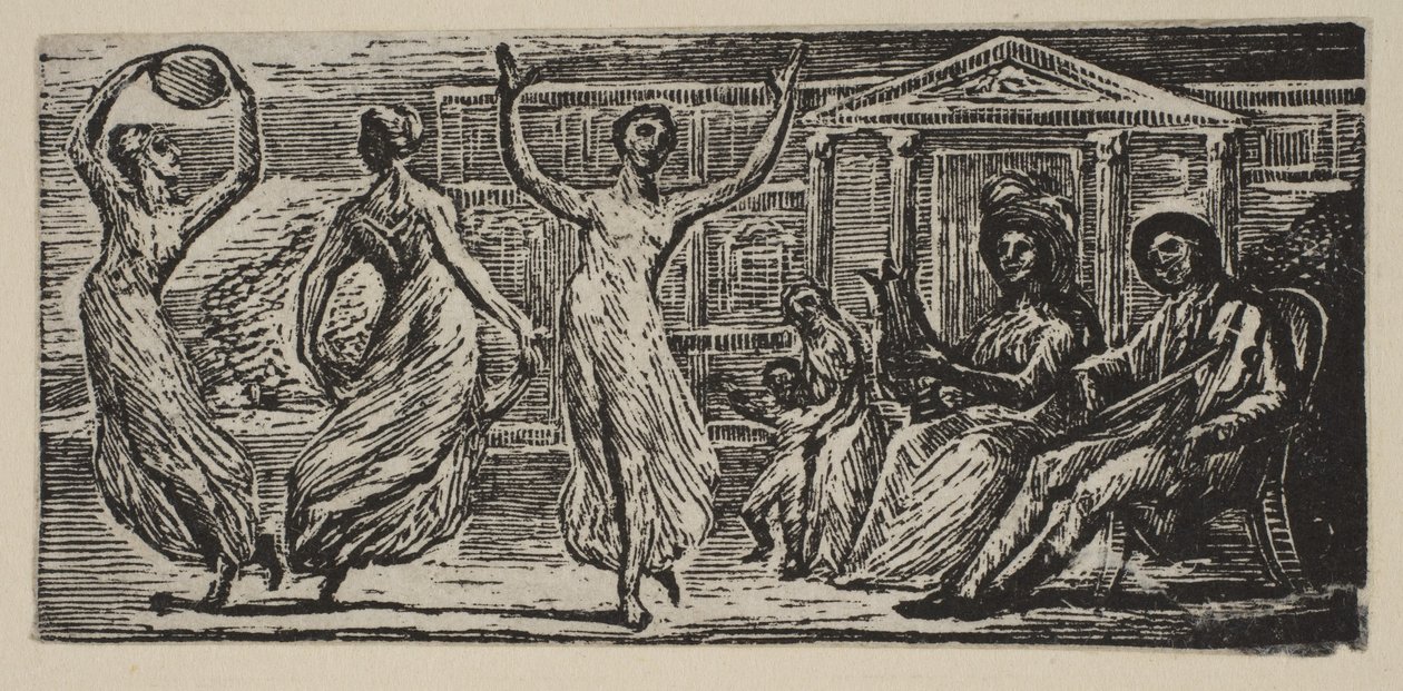 Menalcus viendo bailar a las mujeres, de Pastorales de Virgilio de Thornton de William Blake