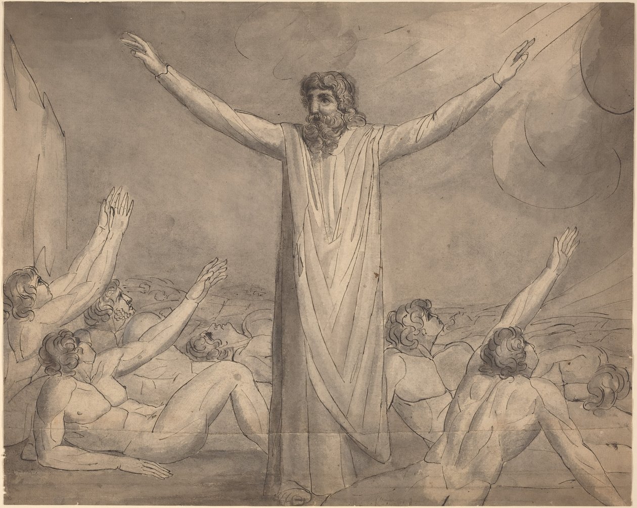 Moisés detiene la plaga () [anverso] de William Blake