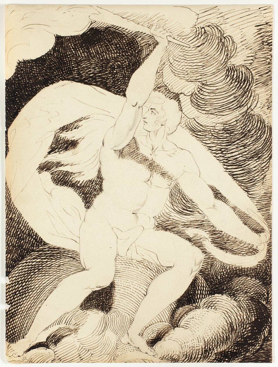 Figura desnuda de un hombre con antorcha encendida de William Blake