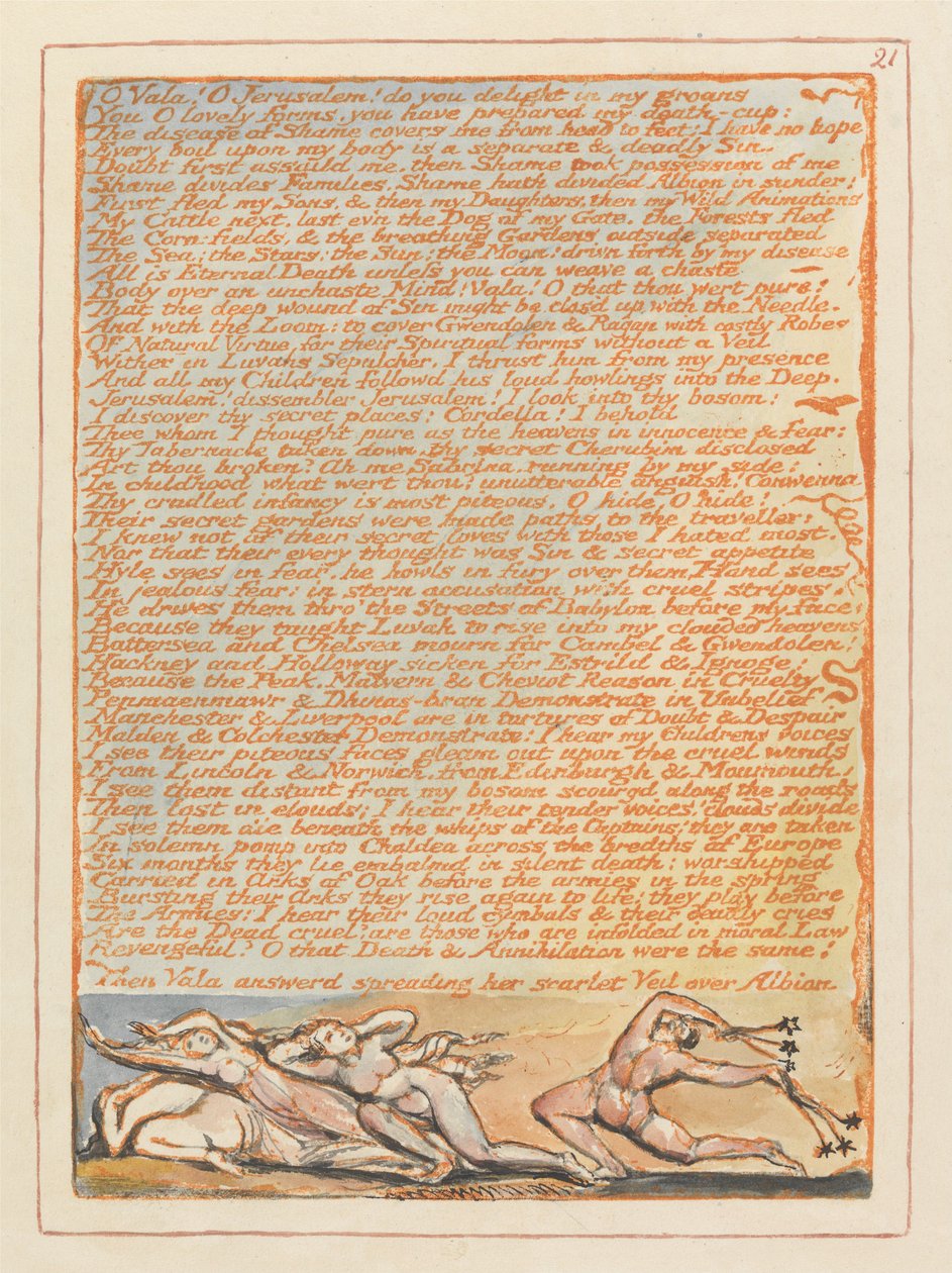 O Vala! O Jerusalem! erfreut ihr euch an meinen Klagen... (Platte 21) de William Blake