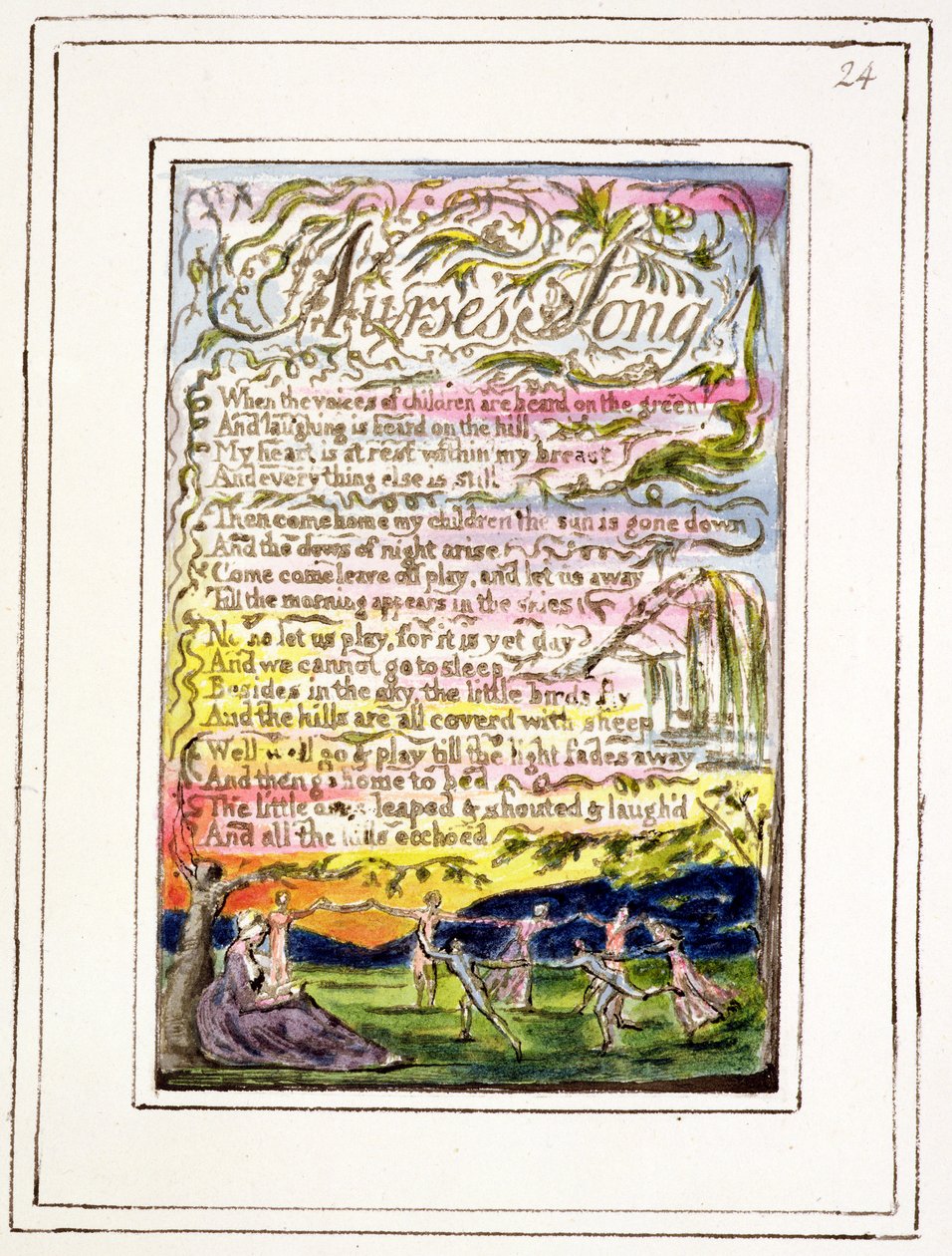 Canción de la enfermera: placa 24 de Canciones de Inocencia y de Experiencia (copia R) c.1802-08 de William Blake