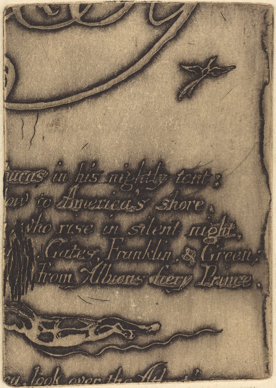 Reimpresión de fragmento de placa cancelada para "Una Profecía" de William Blake