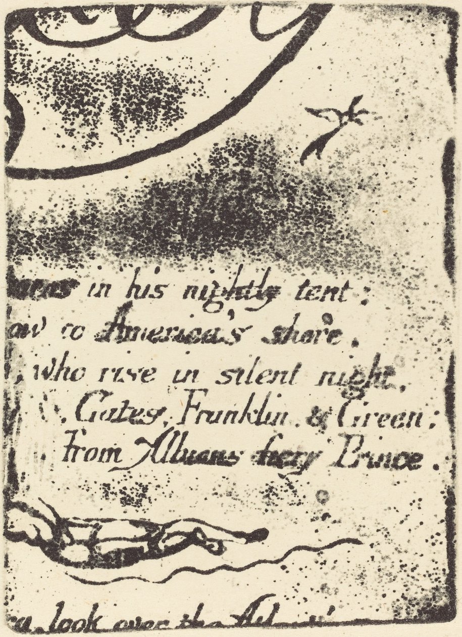 Reimpresión de fragmento de placa cancelada para A Prophecy de William Blake