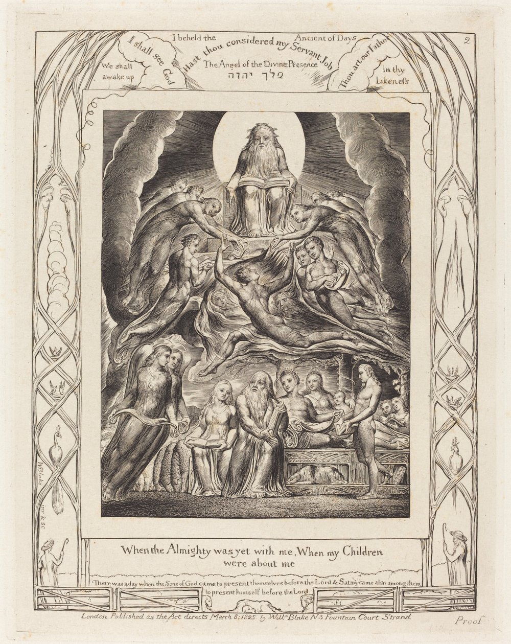 Satanás ante el trono de Dios de William Blake