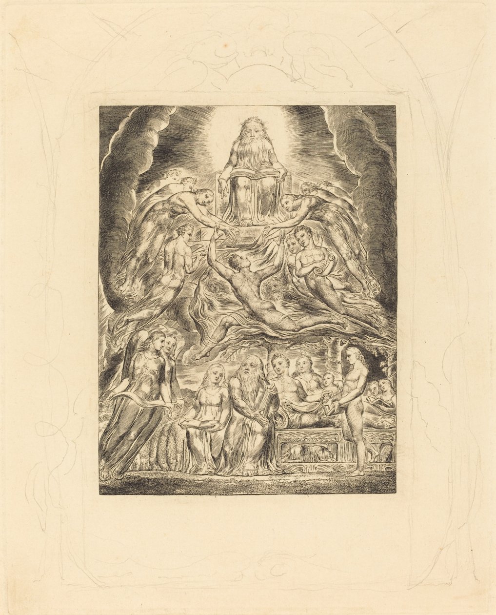 Satanás ante el trono de Dios de William Blake