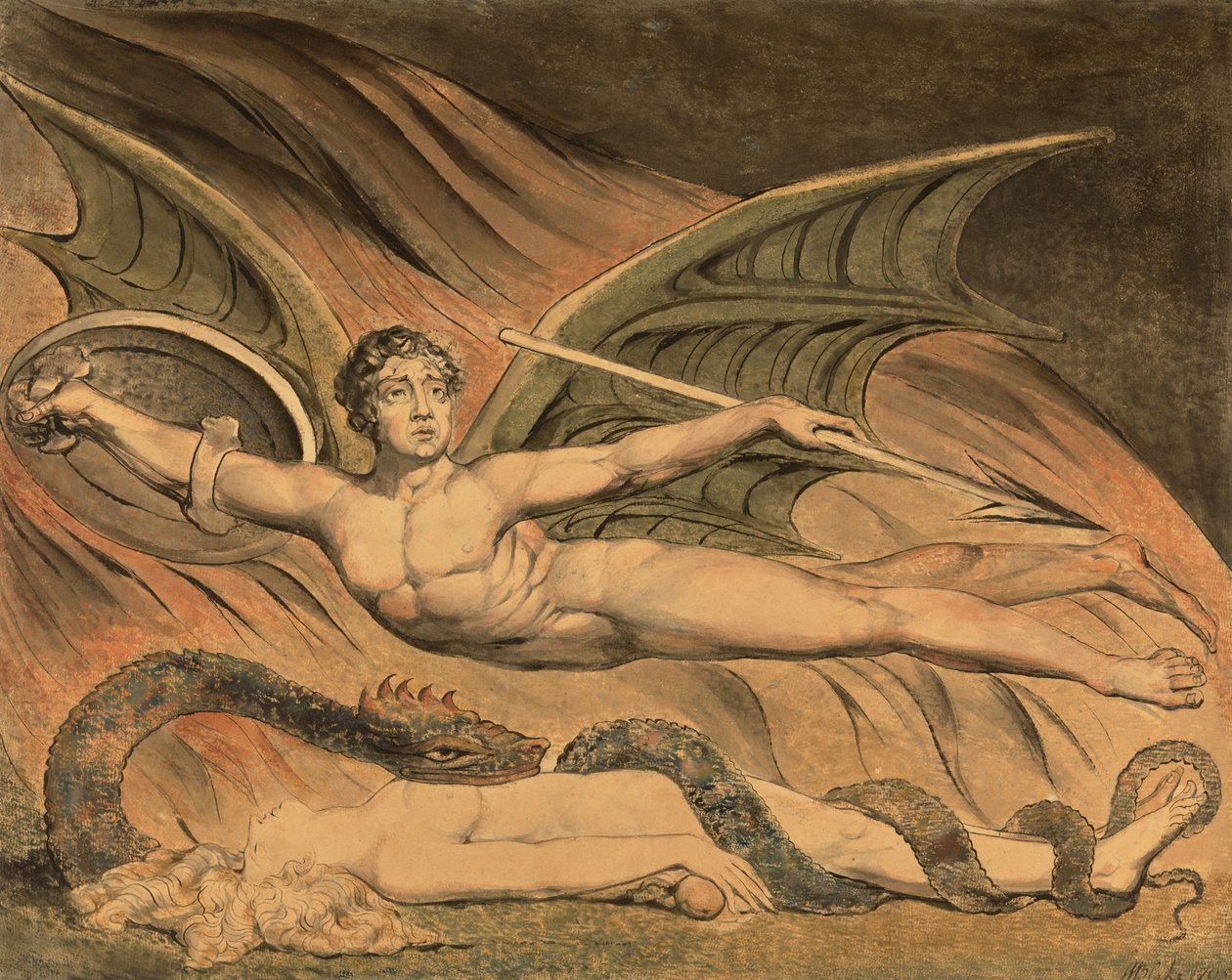 Satanás se regocija ante Eva de William Blake