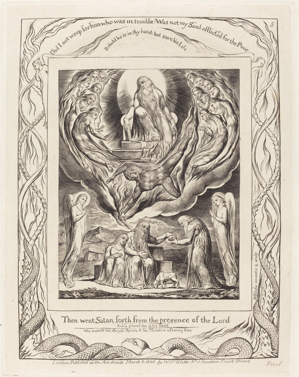 Satanás saliendo de la presencia del Señor de William Blake