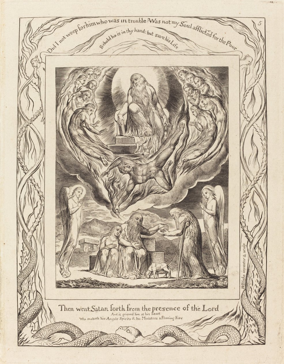 Satanás saliendo de la presencia del Señor de William Blake