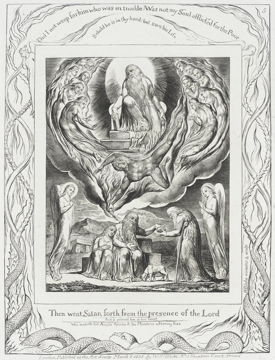 Satanás sale de la presencia del Señor de William Blake