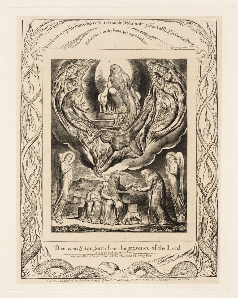 Satanás saliendo de la presencia del Señor de William Blake