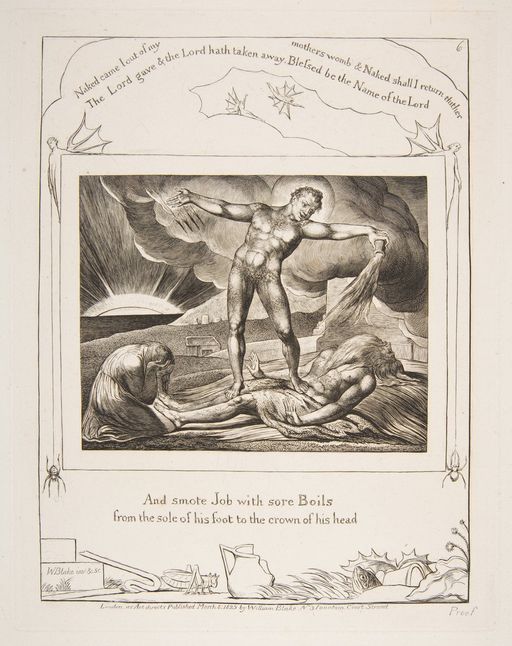 Satanás Golpeando a Job con Llagas, de Ilustraciones del Libro de Job, 1825-26 de William Blake