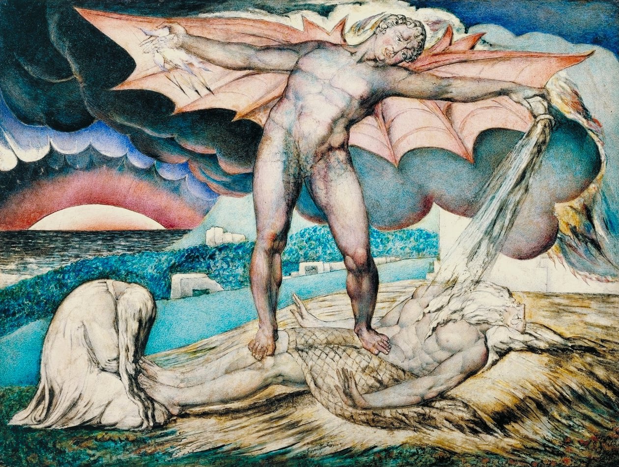 Satanás golpeando a Job con llagas dolorosas de William Blake