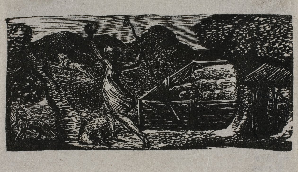 Pastor ahuyenta al lobo, de Las Bucólicas de Virgilio de William Blake
