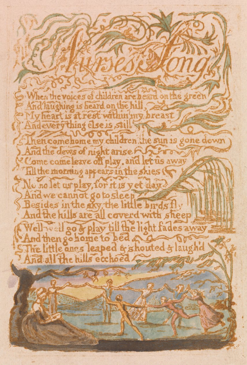 Canciones de Inocencia, Lámina 22, Canción de la Enfermera (Bentley 38) de William Blake