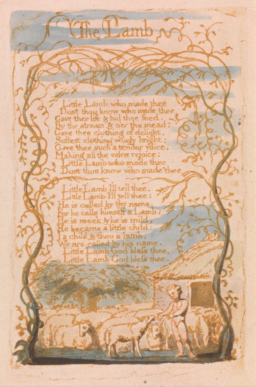 Canciones de Inocencia, Lámina 8, El Cordero (Bentley 8) de William Blake
