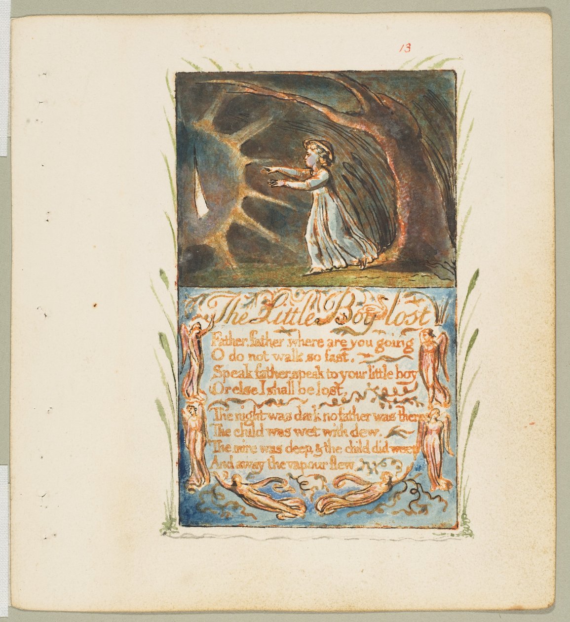 Canciones de Inocencia y de Experiencia: Niño Perdido, ca. 1825 de William Blake
