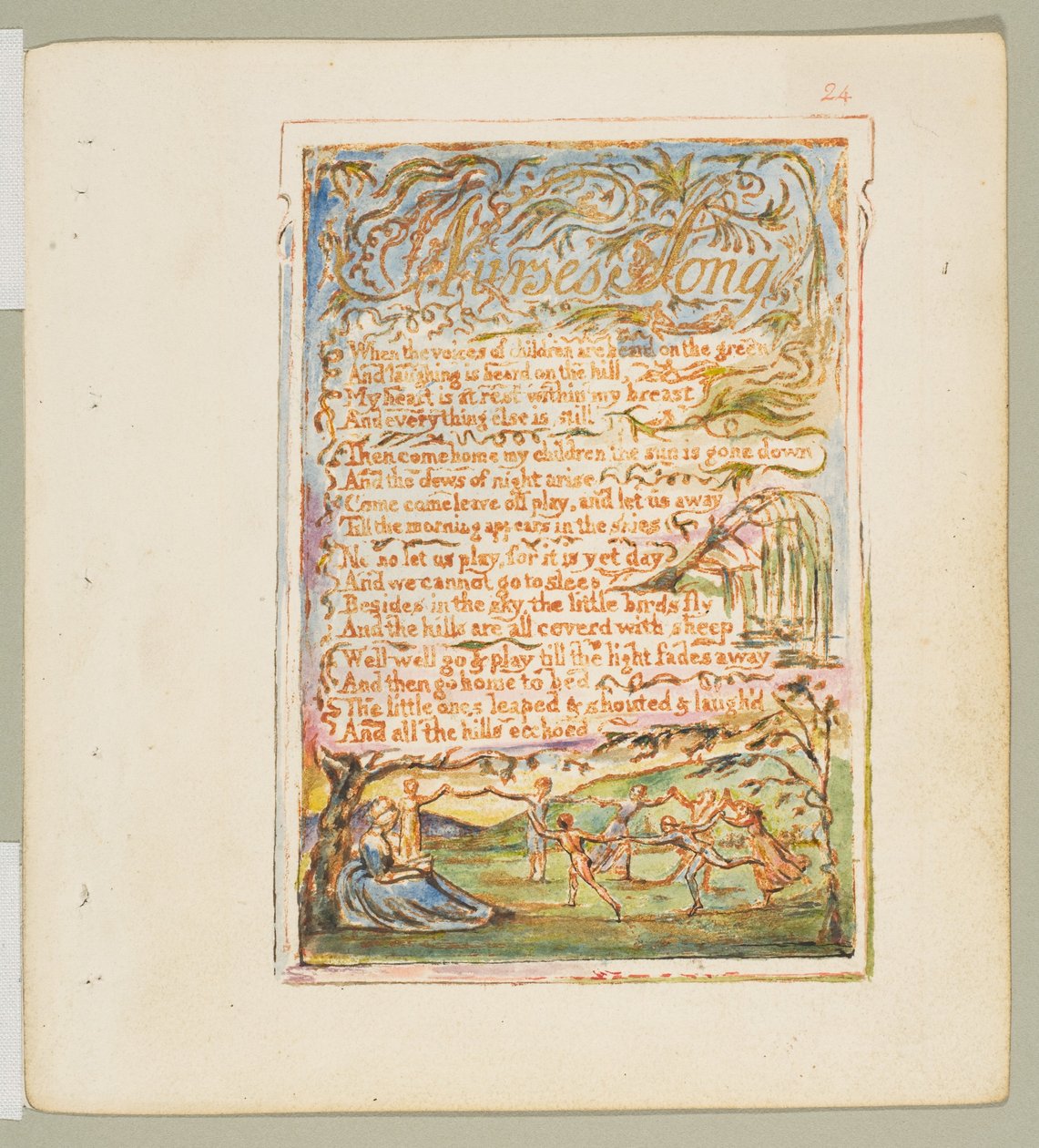 Canciones de Inocencia y de Experiencia: Canción de la Enfermera, ca. 1825 de William Blake