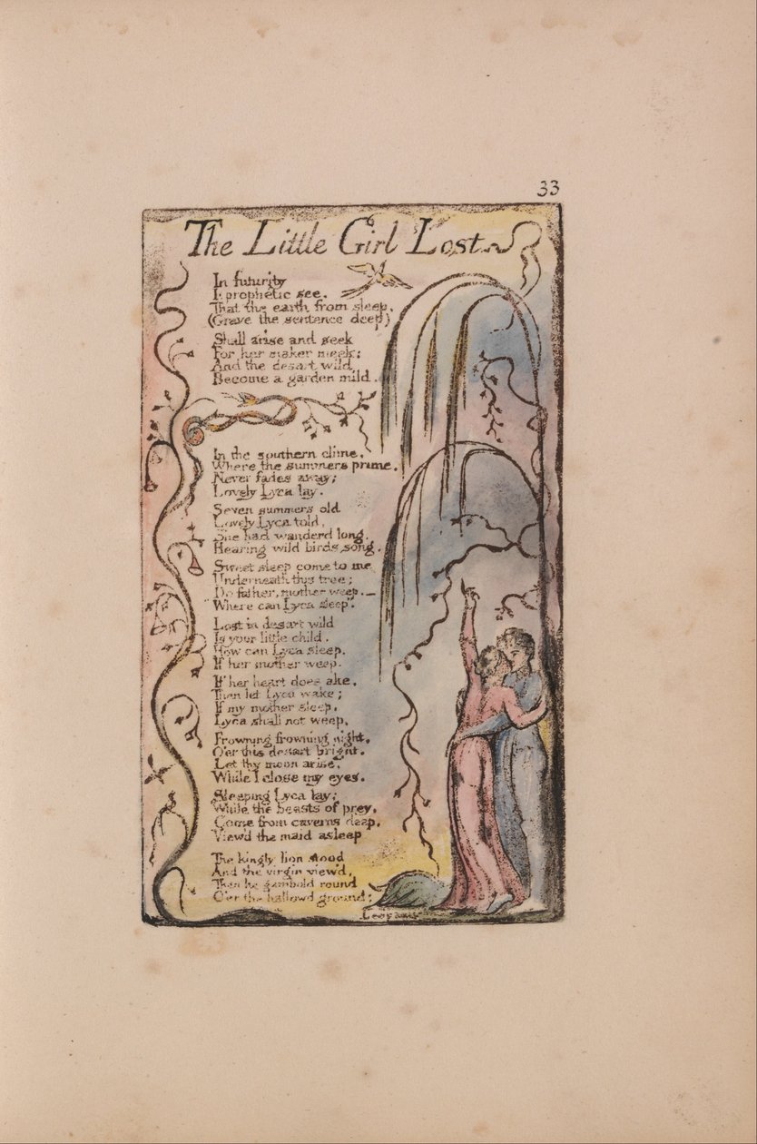 Canciones de inocencia y de experiencia, Placa 33, La niña pequeña perdida (Bentley 34) de William Blake