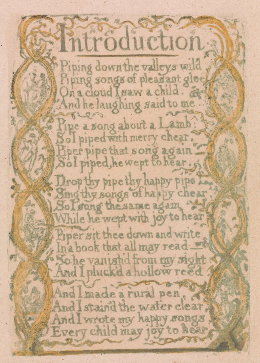 Canciones de Inocencia y de Experiencia, Placa 3, Introducción (Bentley 4) de William Blake