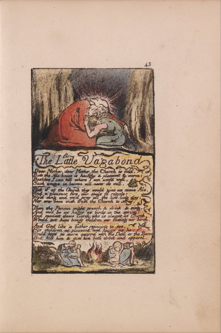 Canciones de Inocencia y de Experiencia, Lámina 43, El Pequeño Vagabundo (Bentley 45) de William Blake