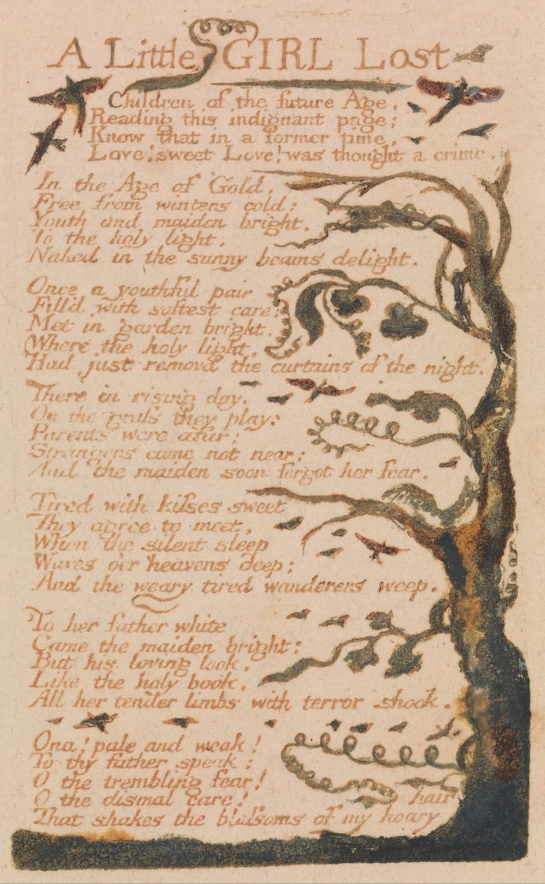 Canciones de Inocencia y de Experiencia, Placa 44, Una Niña Perdida (Bentley 51) de William Blake