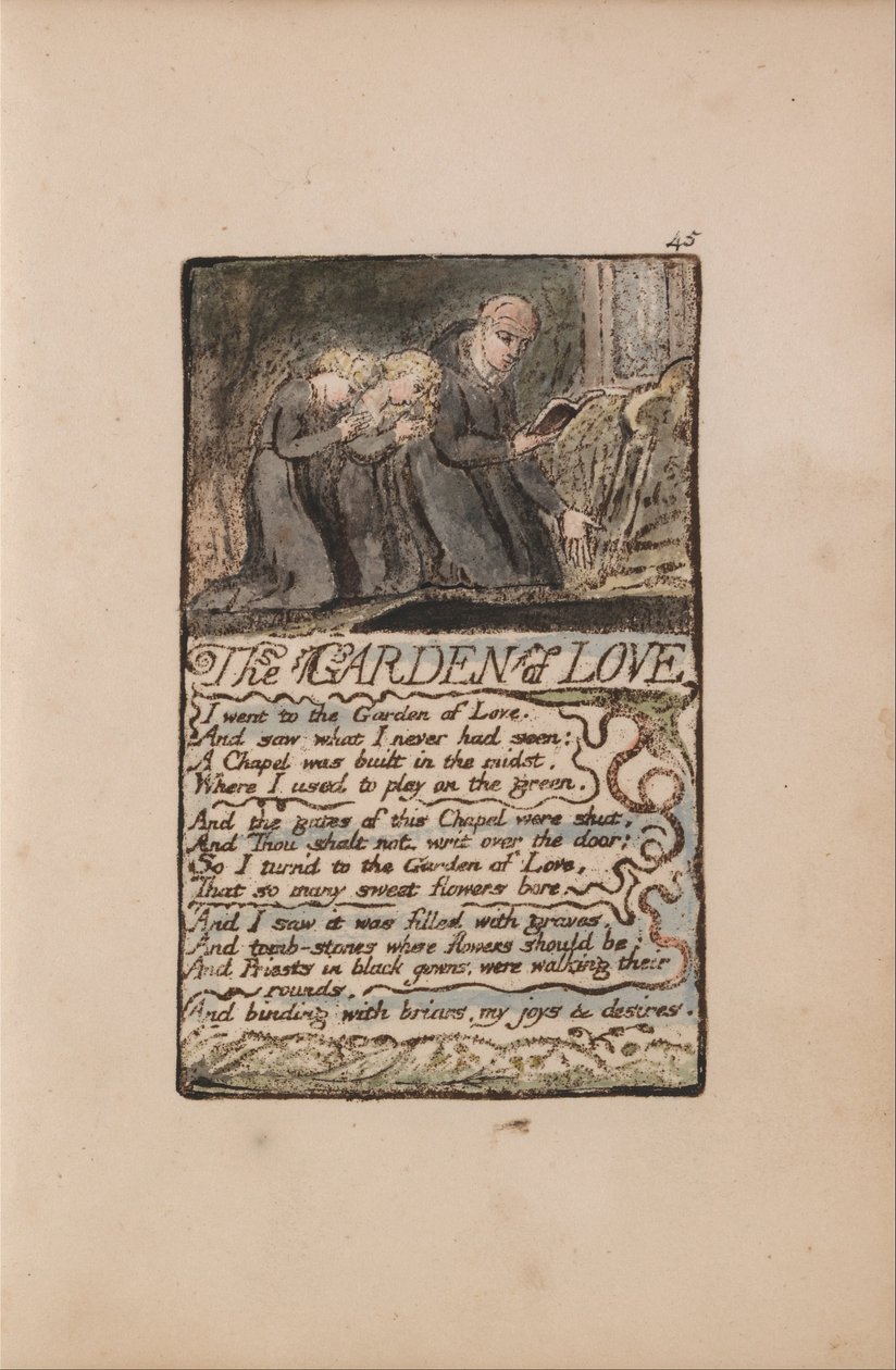 Canciones de Inocencia y de Experiencia, Placa 45, El Jardín del Amor (Bentley 44) de William Blake