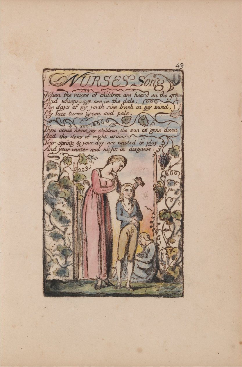 Canciones de Inocencia y de Experiencia, Placa 49, Canción de la Enfermera (Bentley 38) de William Blake
