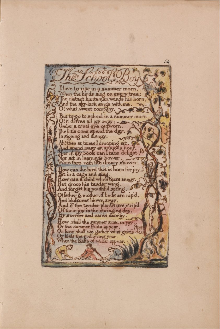 Canciones de inocencia y de experiencia, Placa 54, El niño escolar (Bentley 53) de William Blake