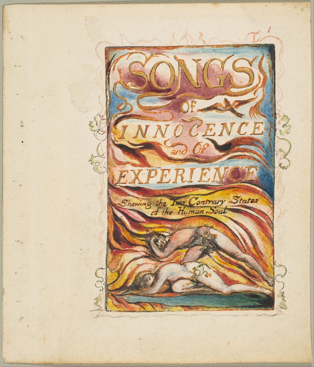 Lieder der Unschuld und der Erfahrung, die zwei gegensätzlichen Zustände der menschlichen Seele: Kombinierte Titelseite de William Blake