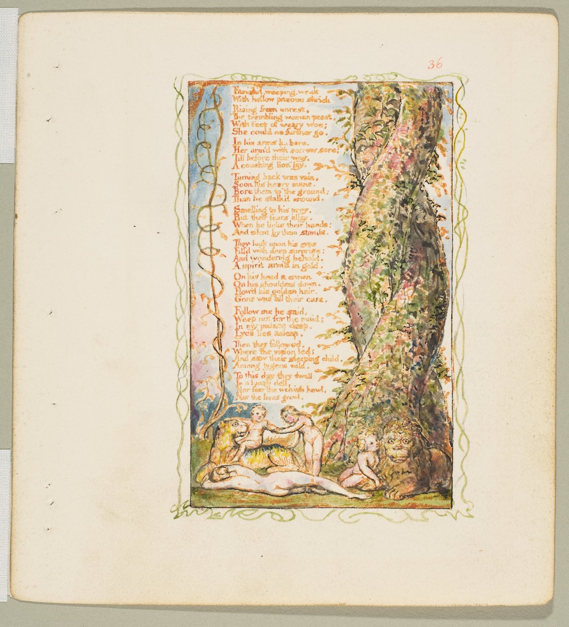 Canciones de inocencia y de experiencia: La niña encontrada segunda placa, ca. 1825 de William Blake