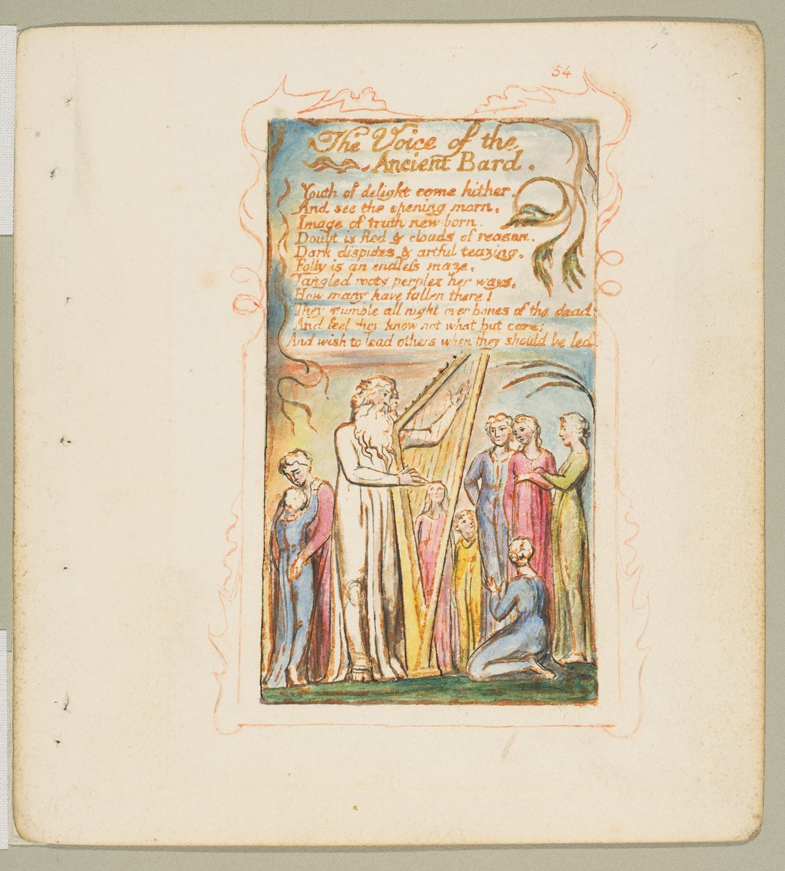 Canciones de inocencia y de experiencia: Voz del antiguo bardo, ca. 1825 de William Blake