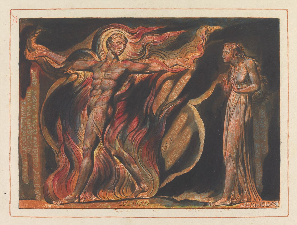«Se me han aparecido tales visiones...»; Frontispicio del capítulo 2 (Lámina 26) de William Blake