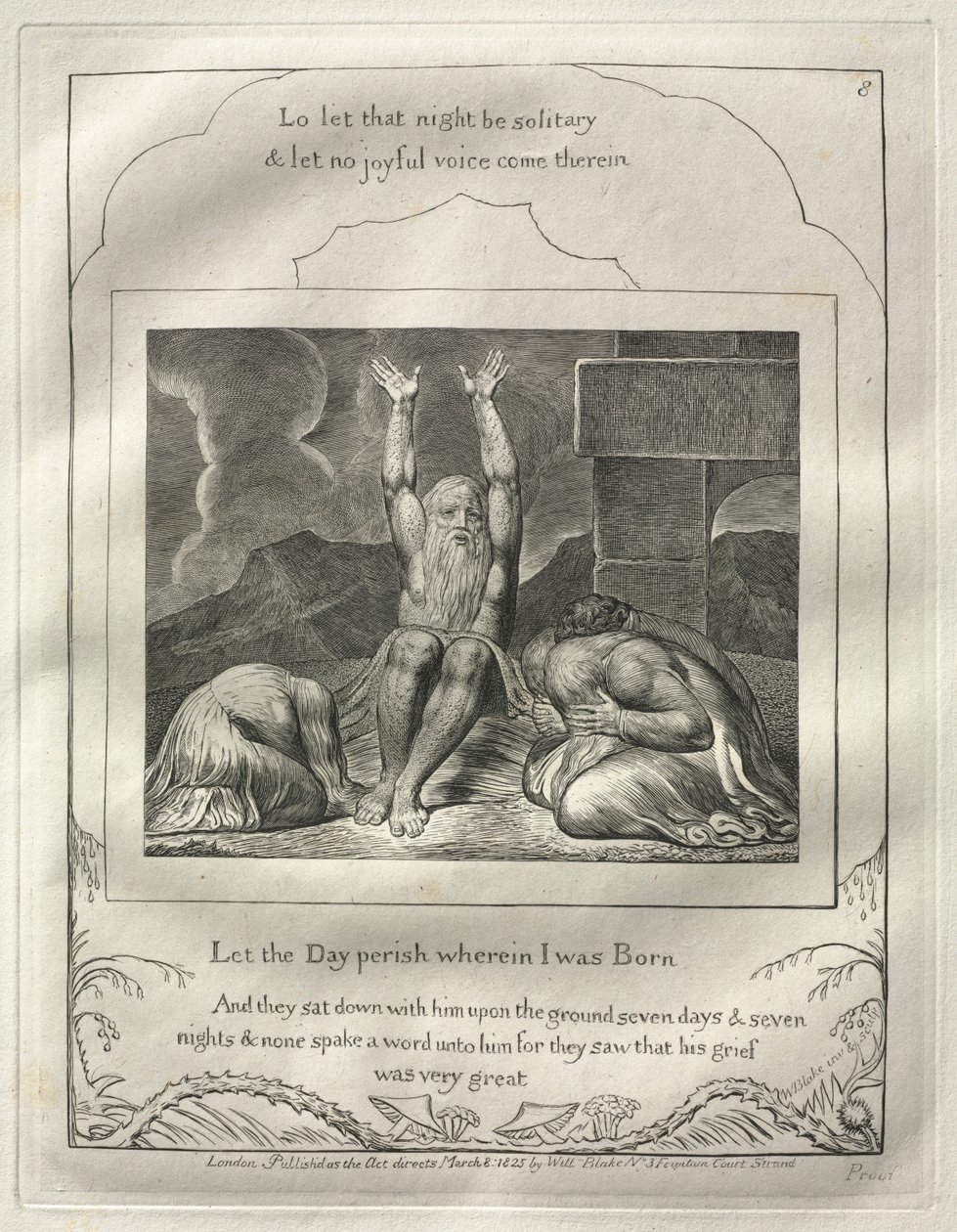 El libro de Job: No. 8, Que perezca el día en que nací, 1825 de William Blake