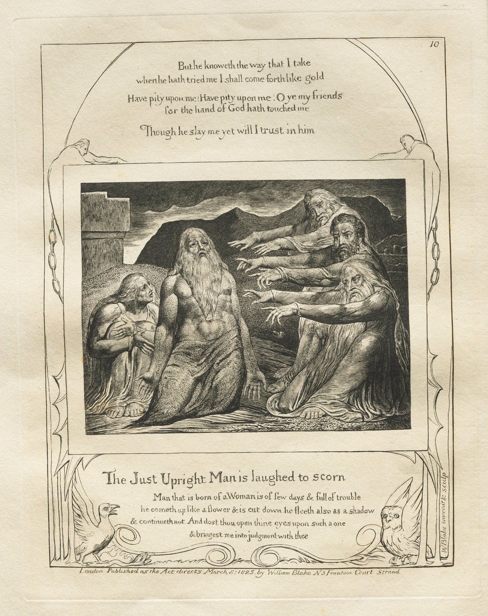 The Book of Job:  Pl. 10, The Just Upright Man is Laughed to Scorn de William Blake