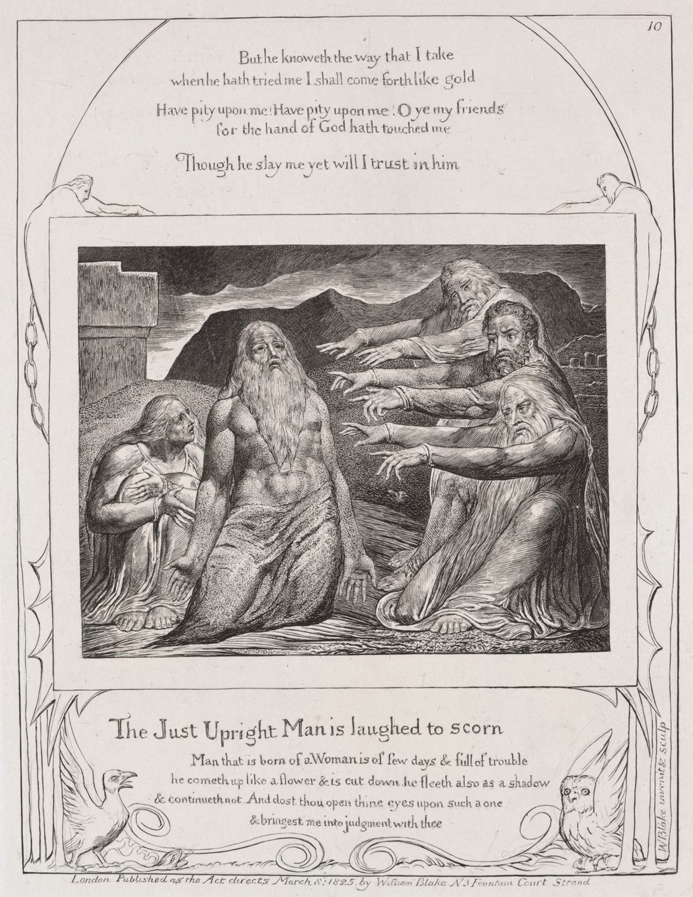 The Book of Job:  Pl. 10,  The just upright man is laughted to scorn de William Blake
