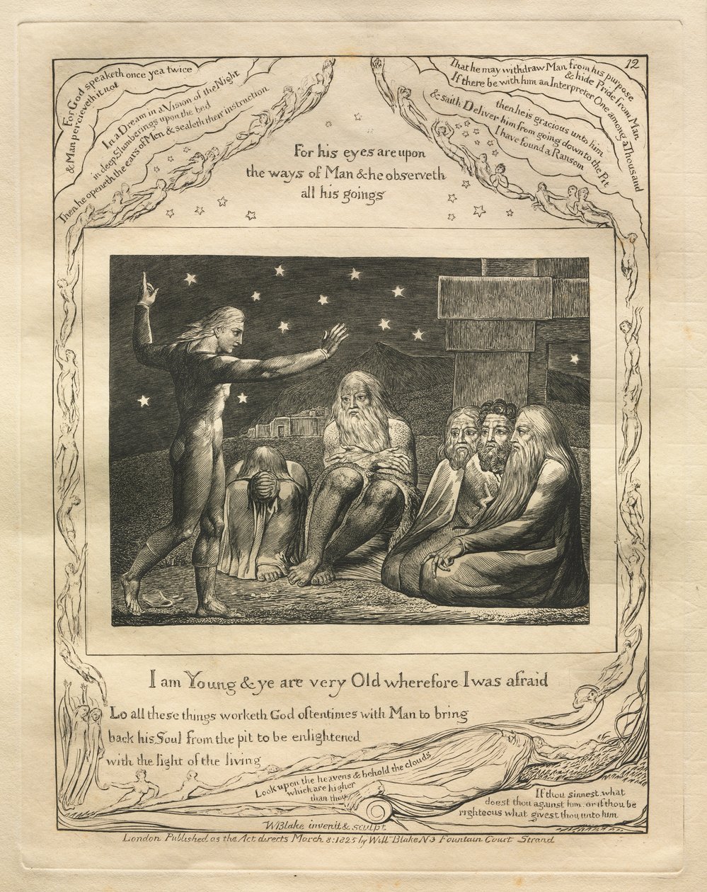 The Book of Job:  Pl. 12, I am Young and ye are very Old wherefore I was afraid de William Blake
