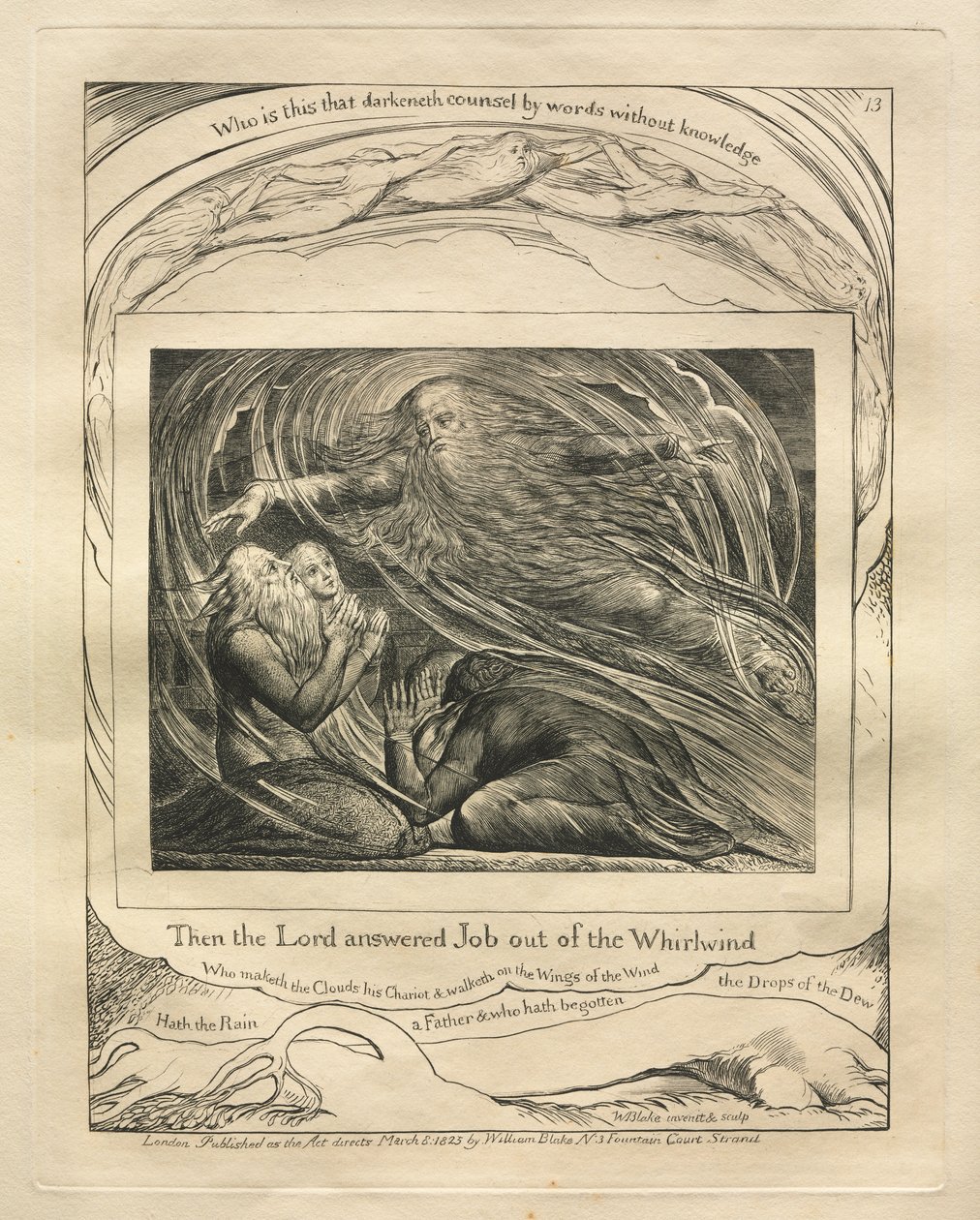 The Book of Job:  Pl. 13, Then the Lord answered Job out of the Whirlwind de William Blake