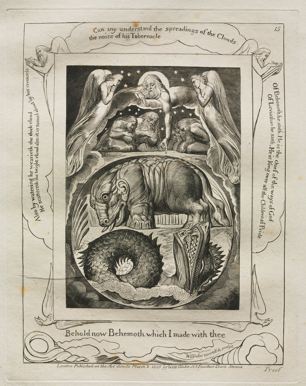 El Libro de Job: Pl. 15, He aquí ahora Behemot que hice contigo de William Blake