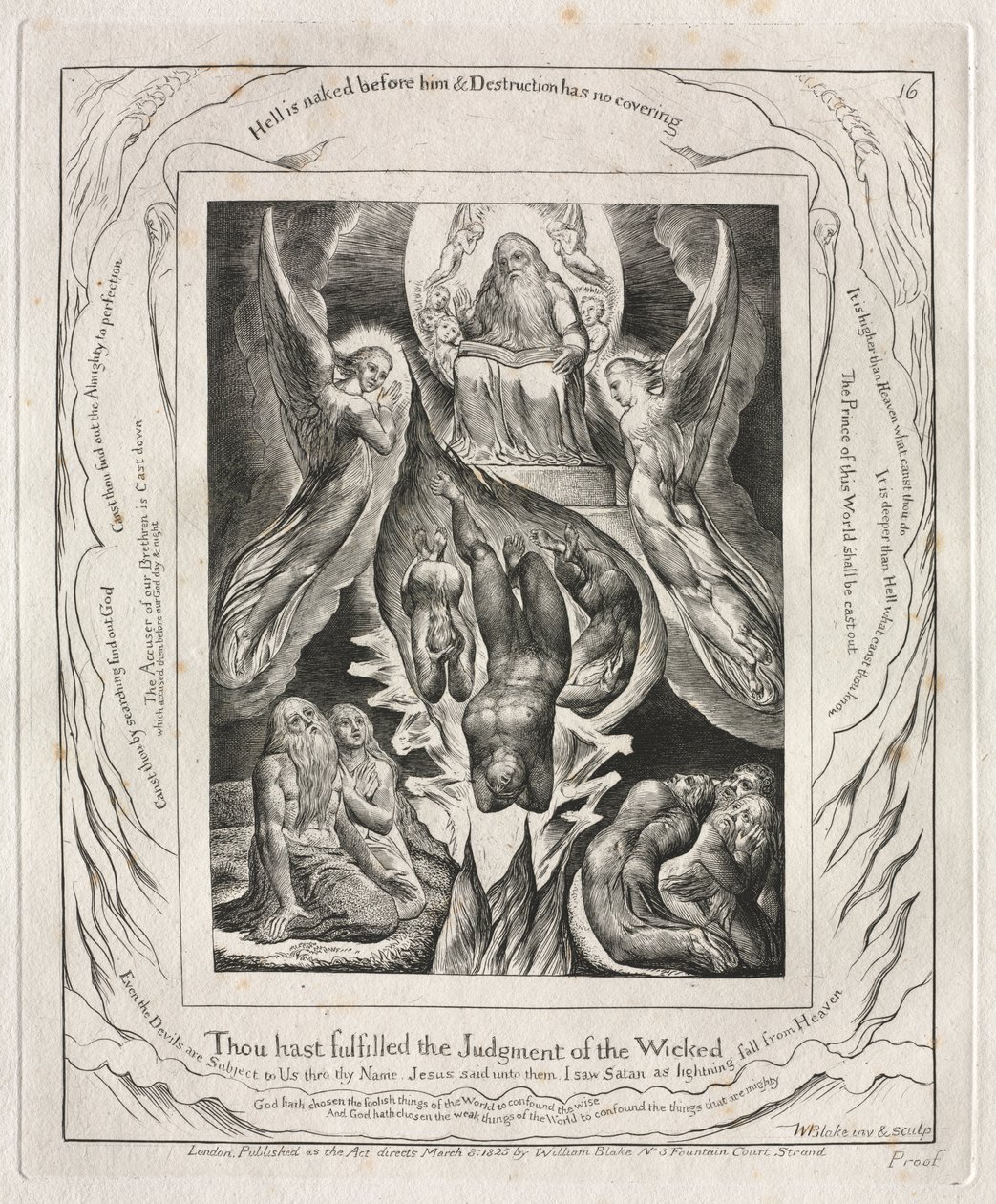 El Libro de Job: Pl. 16, Has cumplido el juicio de los malvados de William Blake