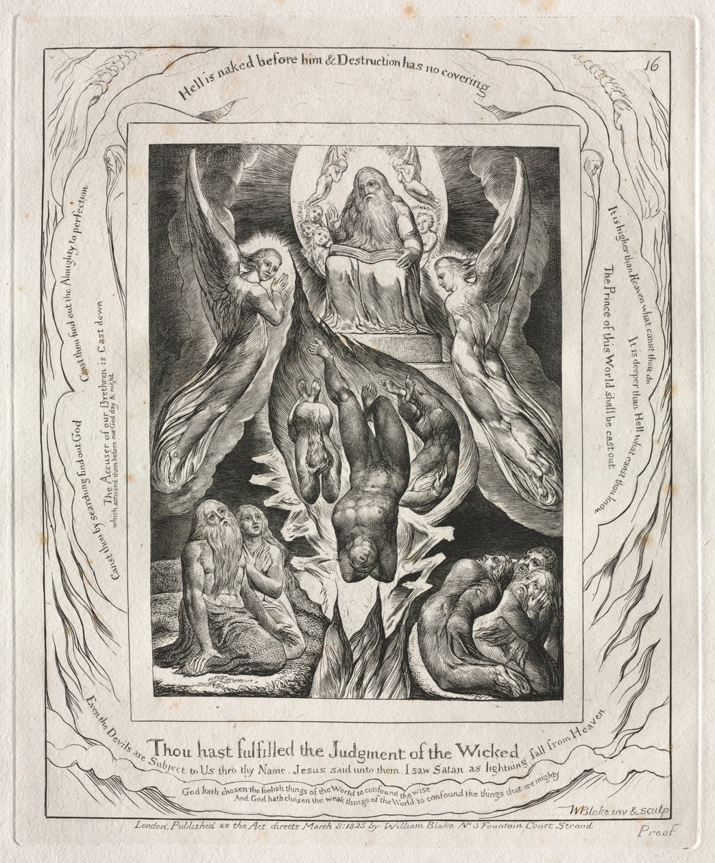 El Libro de Job: Pl. 16, Has cumplido el juicio de los malvados, 1825 de William Blake