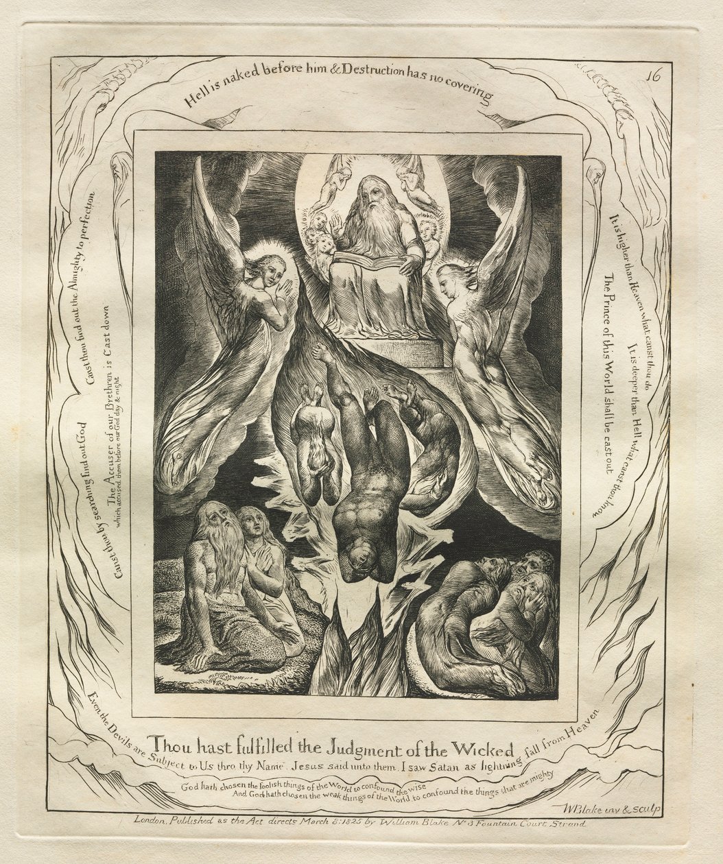 El libro de Job: Pl. 16, Has cumplido el juicio de los malvados, 1825 de William Blake