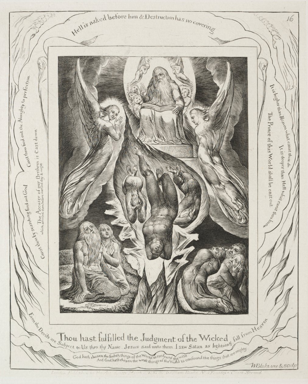 El Libro de Job: Pl. 16, Has cumplido el juicio de los malvados, 1825 de William Blake