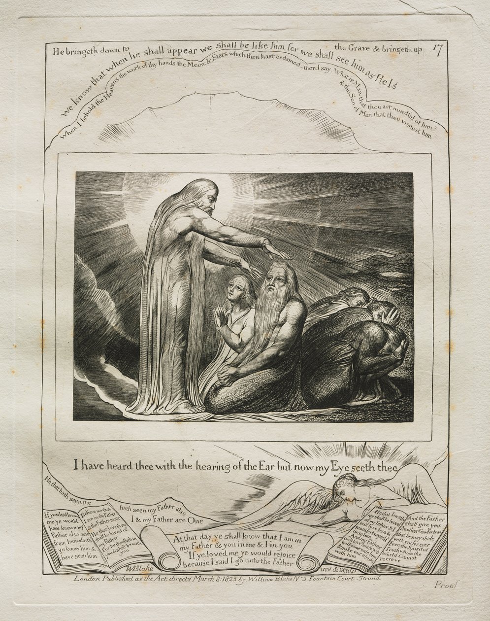 El Libro de Job: Pl. 17, Te he oído con el oído pero ahora mi ojo te ve de William Blake
