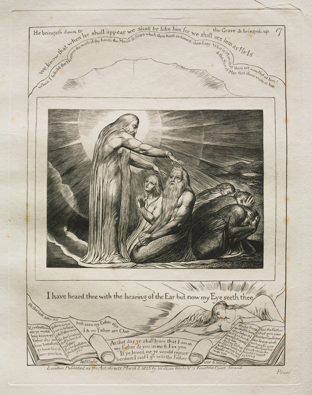El Libro de Job: Pl. 17, Te había oído con el oído pero ahora mi ojo... 1825 de William Blake