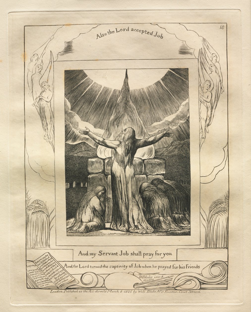 El Libro de Job: Pl. 18, Y mi siervo Job orará por vosotros, 1825 de William Blake