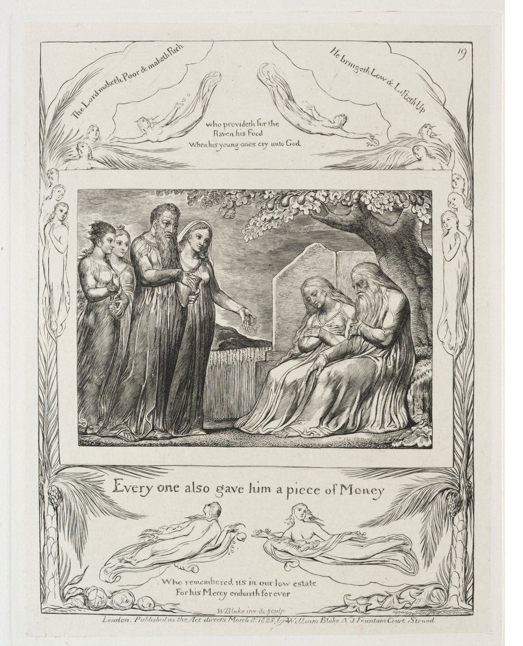The Book of Job:  Pl. 19, Every one also gave him a piece of money de William Blake