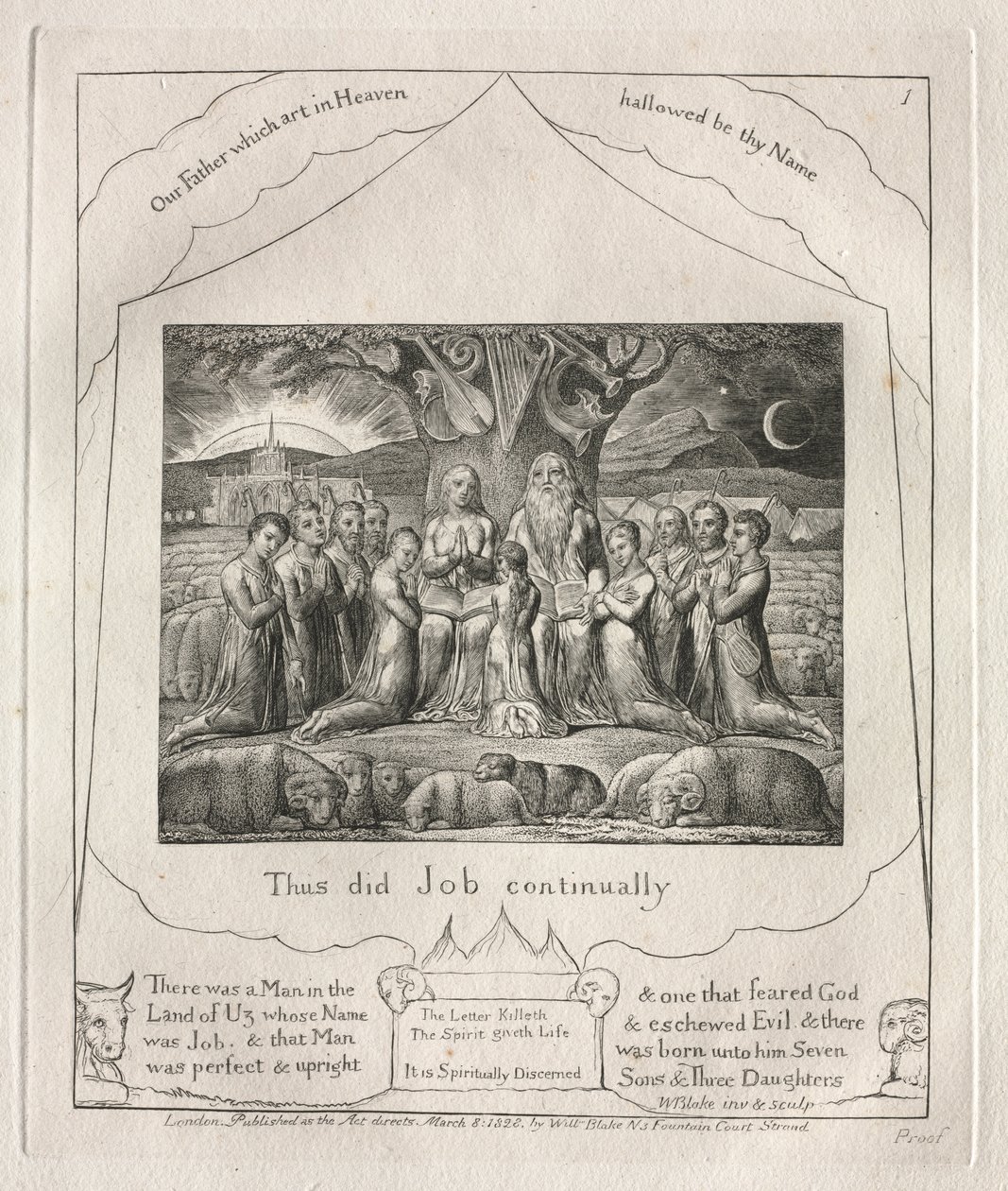El Libro de Job: Pl. 1, Así hizo Job continuamente de William Blake